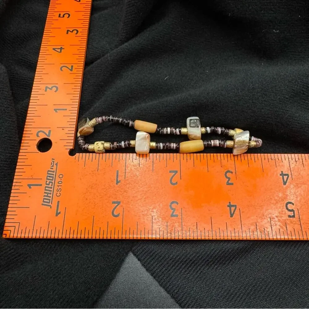 Natural Stone Heishi Beads Beaded Bracelet Earth Tones Artisan Bohemian